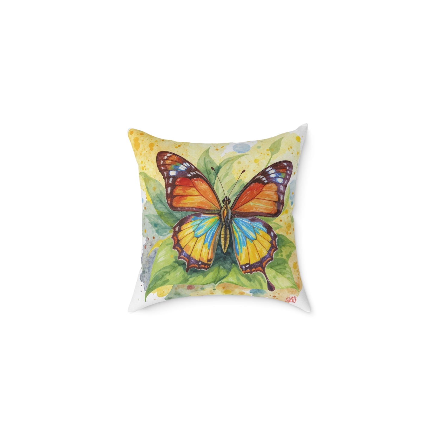 Butterfly Square Poly Canvas Pillow - Boho Home Decor, Charming Gift, Nature Lover's Delight, Cozy Living Room Accent, Colorful Throw Pillow