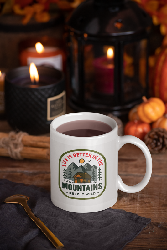 Mountain Life Camping Mug 15oz - Mountain Coffee Mug