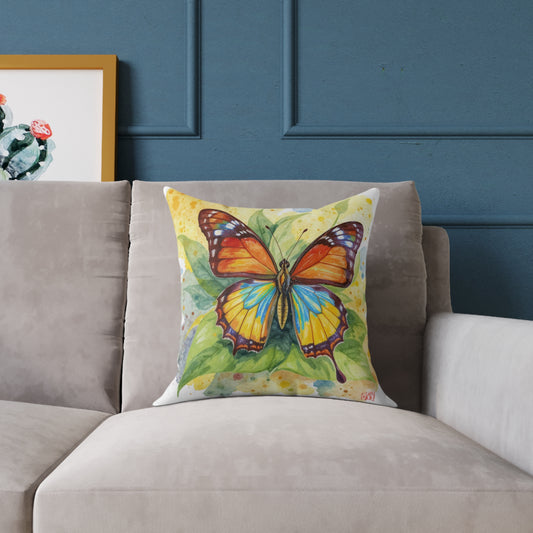 Butterfly Square Poly Canvas Pillow - Boho Home Decor, Charming Gift, Nature Lover's Delight, Cozy Living Room Accent, Colorful Throw Pillow