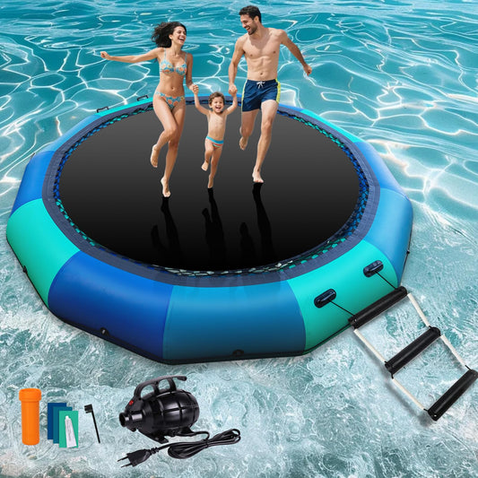Inflatable Water Trampoline 10FT/12FT Floating Trampoline for Kids & Adults Recreational Water Bouncer